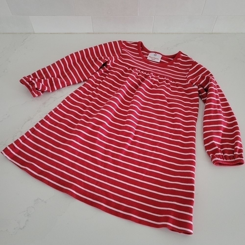 Hanna Andersson 100% Cotton Red White Striped Dress Size 110 Toddler 5 37-46lbs